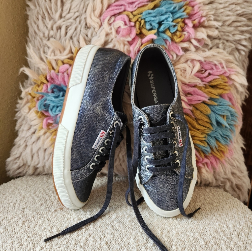 SUPERGA Metallic Grey Cotu 2750 Classic Canvas Sneaker Sz 39 9
